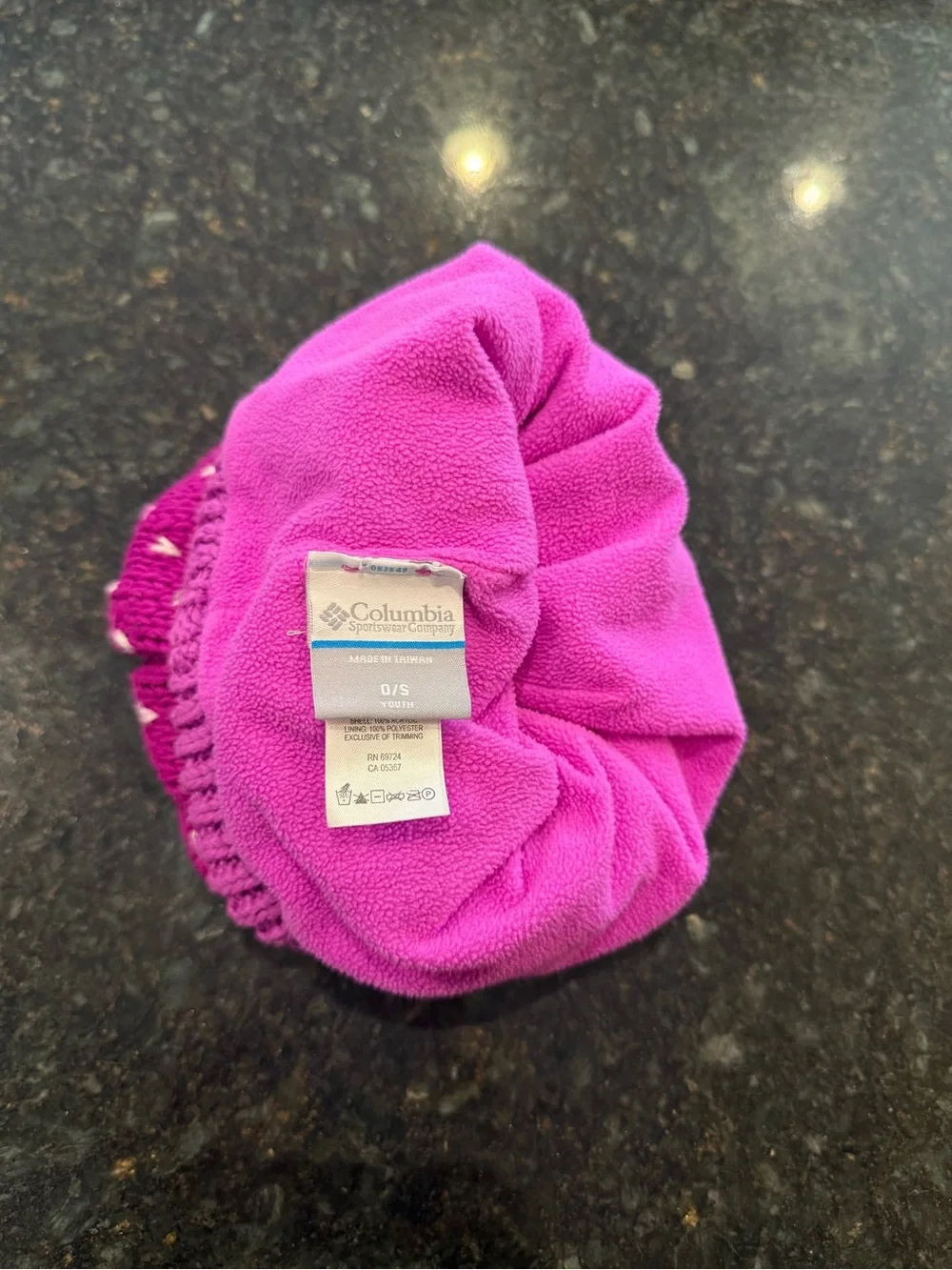 Columbia Kids Magenta and Light Pink Heart Knit Beanie